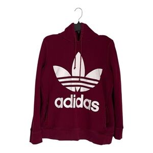 Adidas Burgundy Hoodie with White Trefoil